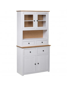 Credenza Bianca 93x40,5x180 cm in Legno Massello di Pino Panama 2