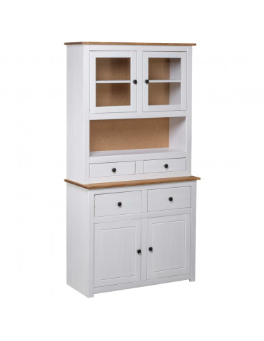 Credenza Bianca 93x40,5x180 cm in Legno Massello di Pino Panama