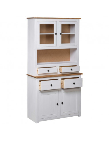 Credenza Bianca 93x40,5x180 cm in Legno Massello di Pino Panama