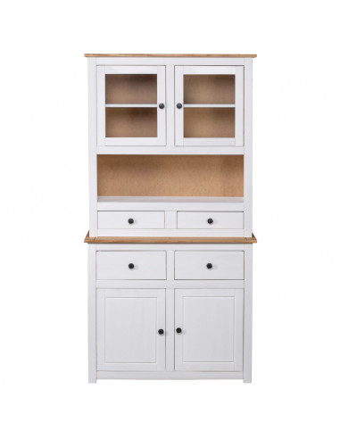 Credenza Bianca 93x40,5x180 cm in Legno Massello di Pino Panama