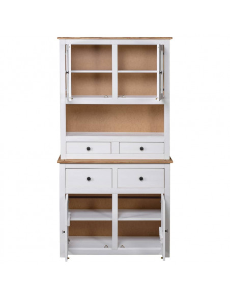 Credenza Bianca 93x40,5x180 cm in Legno Massello di Pino Panama