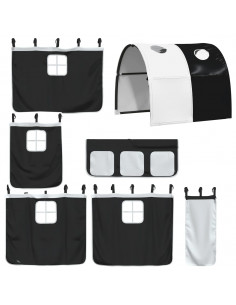 Letto a Soppalco con Tunnel Bambini Bianco e Nero 90x200cm Pino 2