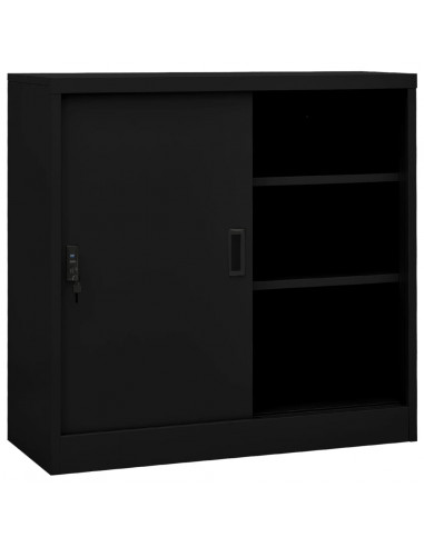 Armadio per Ufficio Anta Scorrevole Nero 90x40x90cm Acciaio
