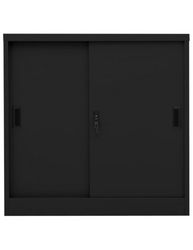 Armadio per Ufficio Anta Scorrevole Nero 90x40x90cm Acciaio