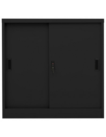 Armadio per Ufficio Anta Scorrevole Nero 90x40x90cm Acciaio