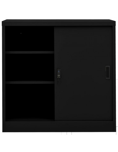 Armadio per Ufficio Anta Scorrevole Nero 90x40x90cm Acciaio