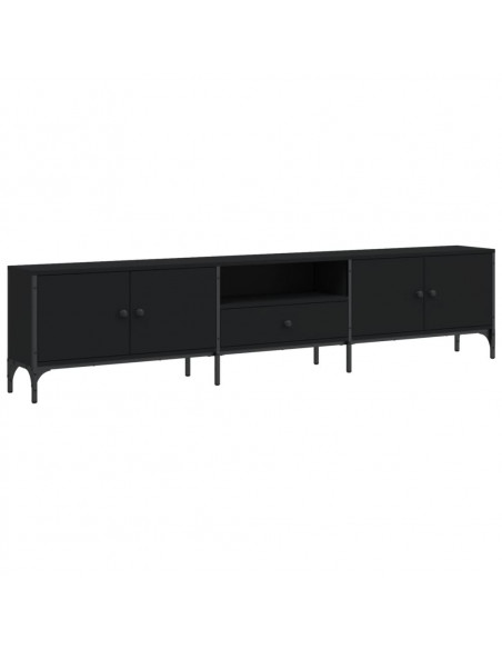 Mobile TV con Cassetto Nero 200x25x44 cm in Legno Multistrato