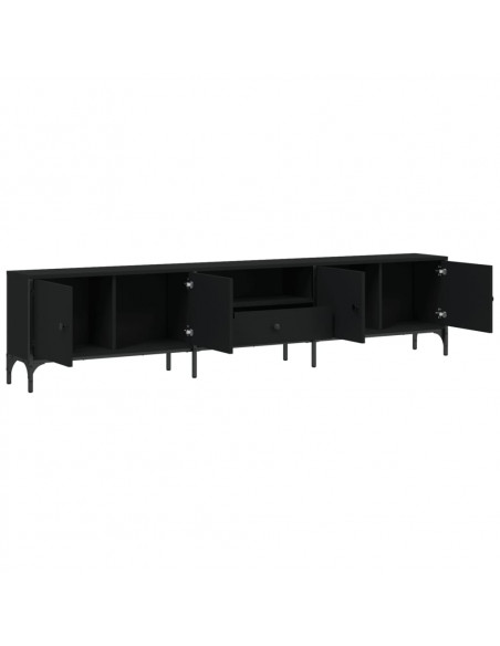 Mobile TV con Cassetto Nero 200x25x44 cm in Legno Multistrato