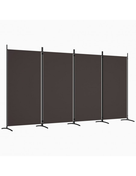Divisorio a 4 Pannelli Marrone 346x180 cm in Tessuto