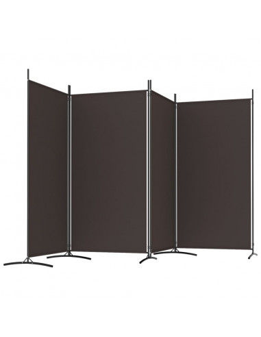 Divisorio a 4 Pannelli Marrone 346x180 cm in Tessuto