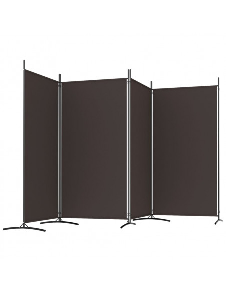 Divisorio a 4 Pannelli Marrone 346x180 cm in Tessuto