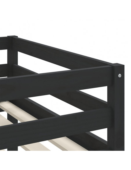 Letto a Soppalco con Tende Bambini Blu 80x200 cm Massello Pino