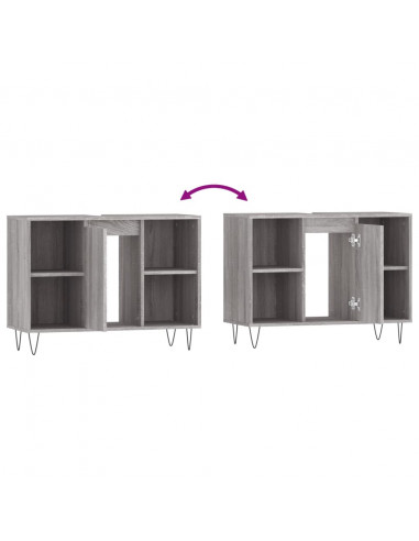 Mobile da Bagno Grigio Sonoma 80x33x60 cm in Legno Multistrato