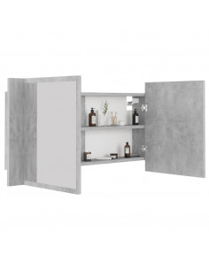 Armadietto a Specchio con Luci LED Grigio Cemento in Acrilico 2