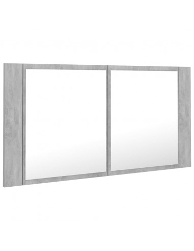 Armadietto a Specchio con Luci LED Grigio Cemento in Acrilico