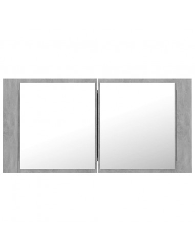 Armadietto a Specchio con Luci LED Grigio Cemento in Acrilico