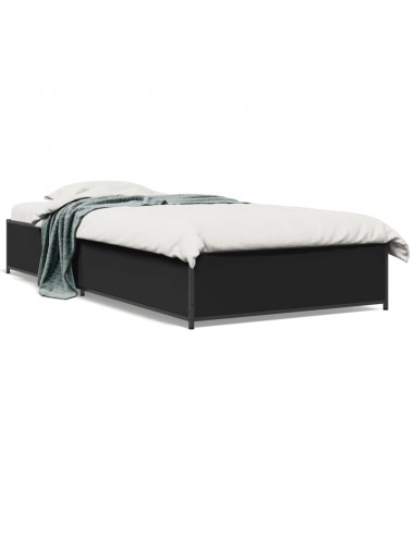 Giroletto Nero 90x200 cm in Legno Multistrato e Metallo