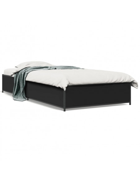 Giroletto Nero 90x200 cm in Legno Multistrato e Metallo