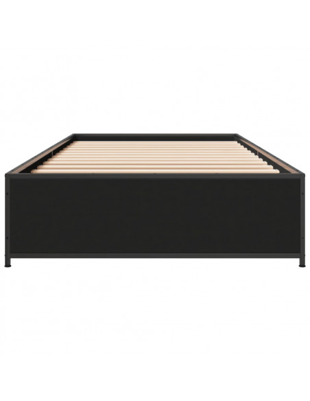 Giroletto Nero 90x200 cm in Legno Multistrato e Metallo