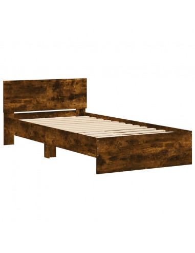 Giroletto con Testiera Rovere Fumo 100x200 cm Legno Multistrato