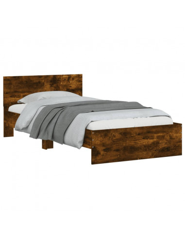 Giroletto con Testiera Rovere Fumo 100x200 cm Legno Multistrato