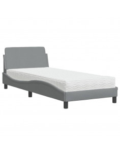 Letto con Materasso Grigio Chiaro 80x200 cm in Tessuto 2