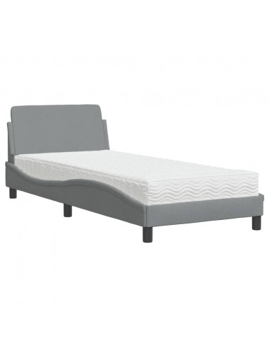 Letto con Materasso Grigio Chiaro 80x200 cm in Tessuto