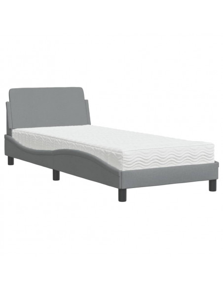 Letto con Materasso Grigio Chiaro 80x200 cm in Tessuto