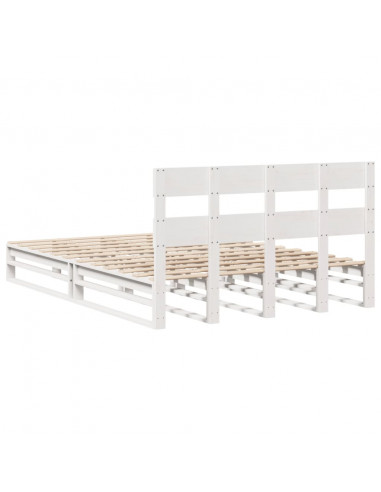 Letto senza Materasso Bianco 120x190 cm Legno Massello di Pino