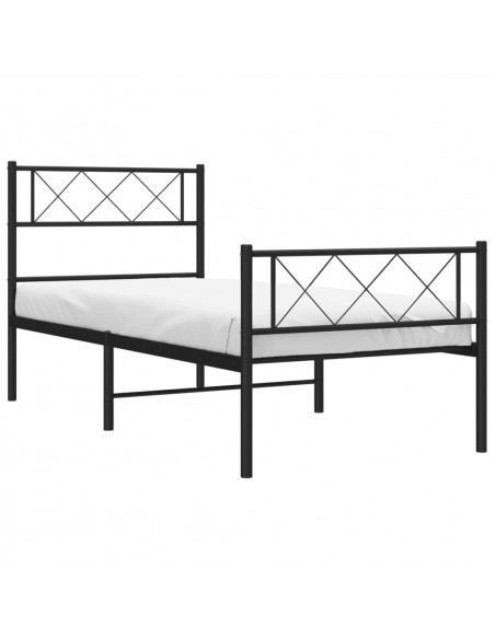Giroletto con Testiera e Pediera Metallo Nero 107x203 cm