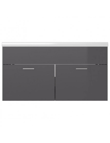 Mobile Bagno con Lavabo Integrato Grigio Lucido in Truciolato