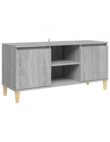 Mobile TV Gambe in Legno Massello Grigio Sonoma 103,5x35x50 cm