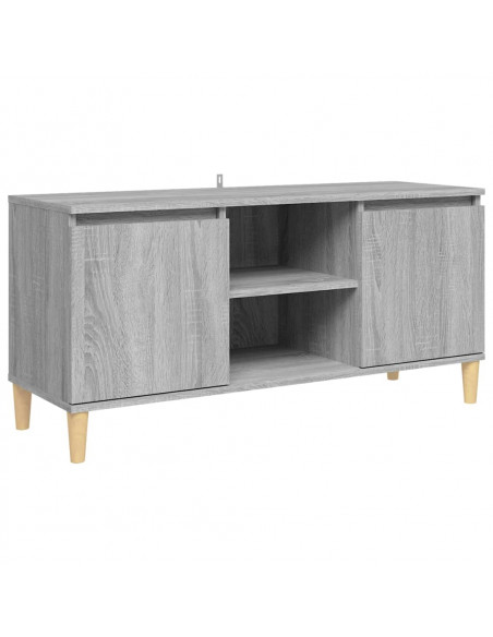 Mobile TV Gambe in Legno Massello Grigio Sonoma 103,5x35x50 cm