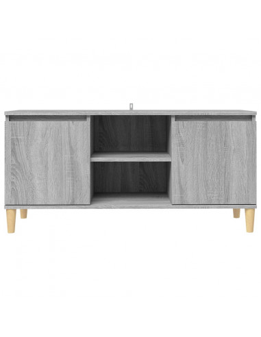 Mobile TV Gambe in Legno Massello Grigio Sonoma 103,5x35x50 cm