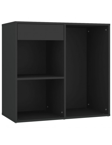 Toeletta con LED e Armadietto in Legno Multistrato Nero