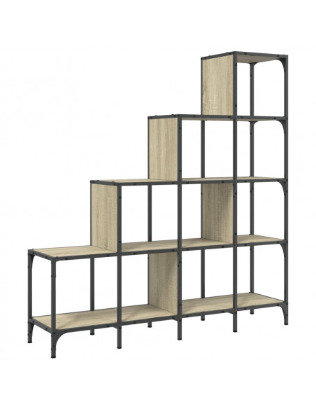 Libreria Rovere Sonoma 122x30x132cm Legno Multistrato e Metallo
