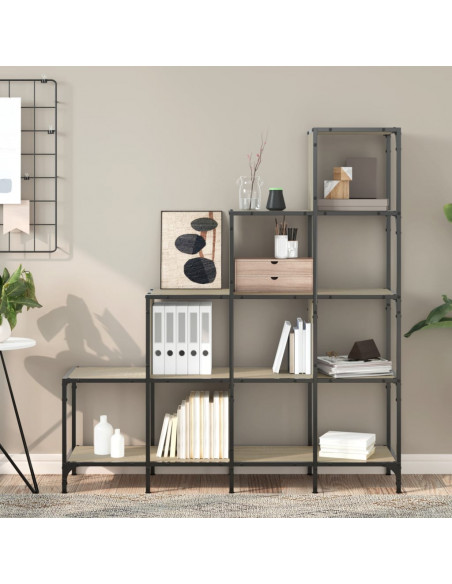Libreria Rovere Sonoma 122x30x132cm Legno Multistrato e Metallo