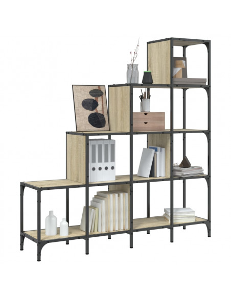 Libreria Rovere Sonoma 122x30x132cm Legno Multistrato e Metallo