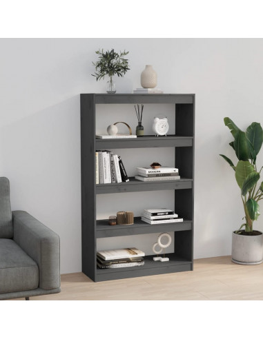 Libreria/Divisorio Grigio 80x30x135,5 cm in Massello di Pino