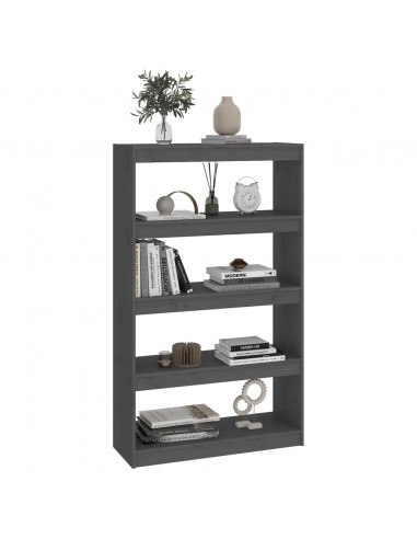 Libreria/Divisorio Grigio 80x30x135,5 cm in Massello di Pino