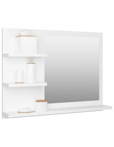 Specchio da Bagno Bianco 60x10,5x45 cm in Legno Multistrato