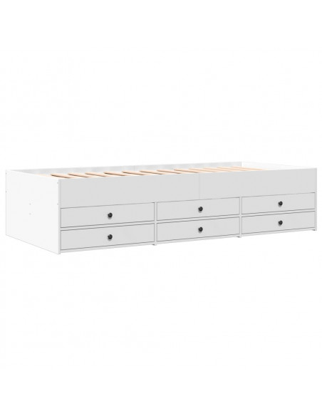 Divano Letto con Cassetti Bianco 100x200cm in Legno Multistrato