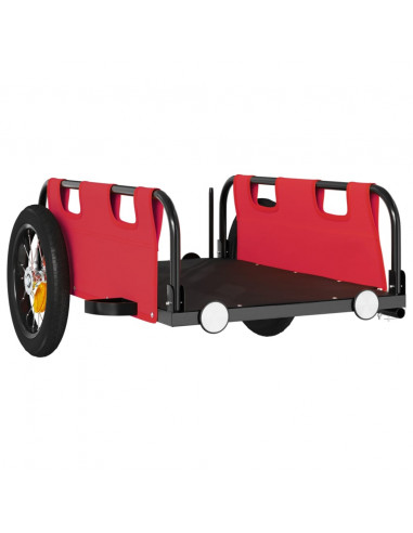 Rimorchio da Bici Rosso Oxford e Ferro
