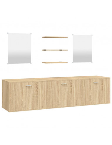 Set Mobili da Bagno 6 pz Rovere in Legno Multistrato