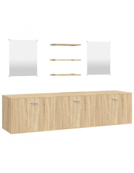 Set Mobili da Bagno 6 pz Rovere in Legno Multistrato