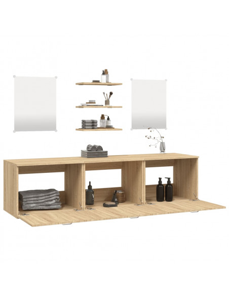 Set Mobili da Bagno 6 pz Rovere in Legno Multistrato