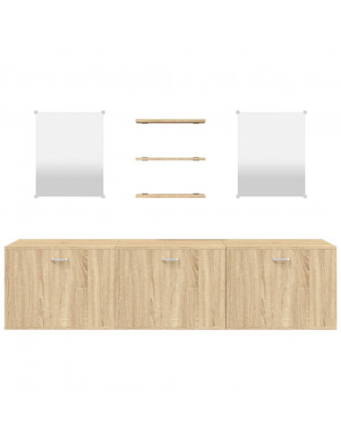 Set Mobili da Bagno 6 pz Rovere in Legno Multistrato