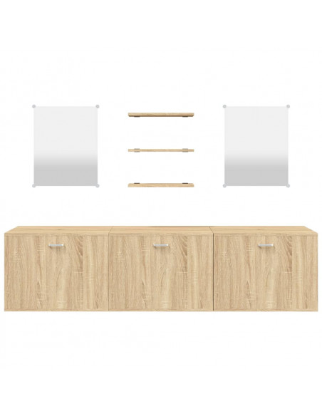 Set Mobili da Bagno 6 pz Rovere in Legno Multistrato