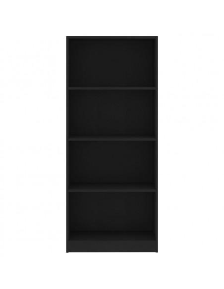 Libreria a 4 Ripiani Nera 60x24x142 cm in Legno Multistrato