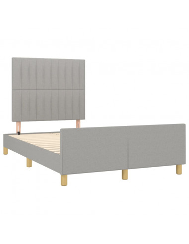 Giroletto con Testiera Grigio Chiaro 120x190 cm in Tessuto